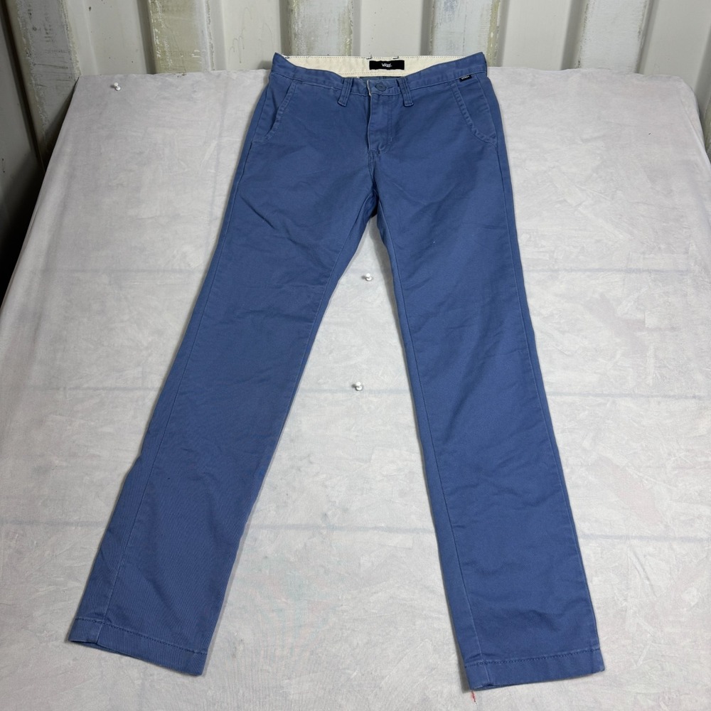 Vans Off The Wall Mens Chino Pants Blue Flat‎ Front Slash Pockets Size 28